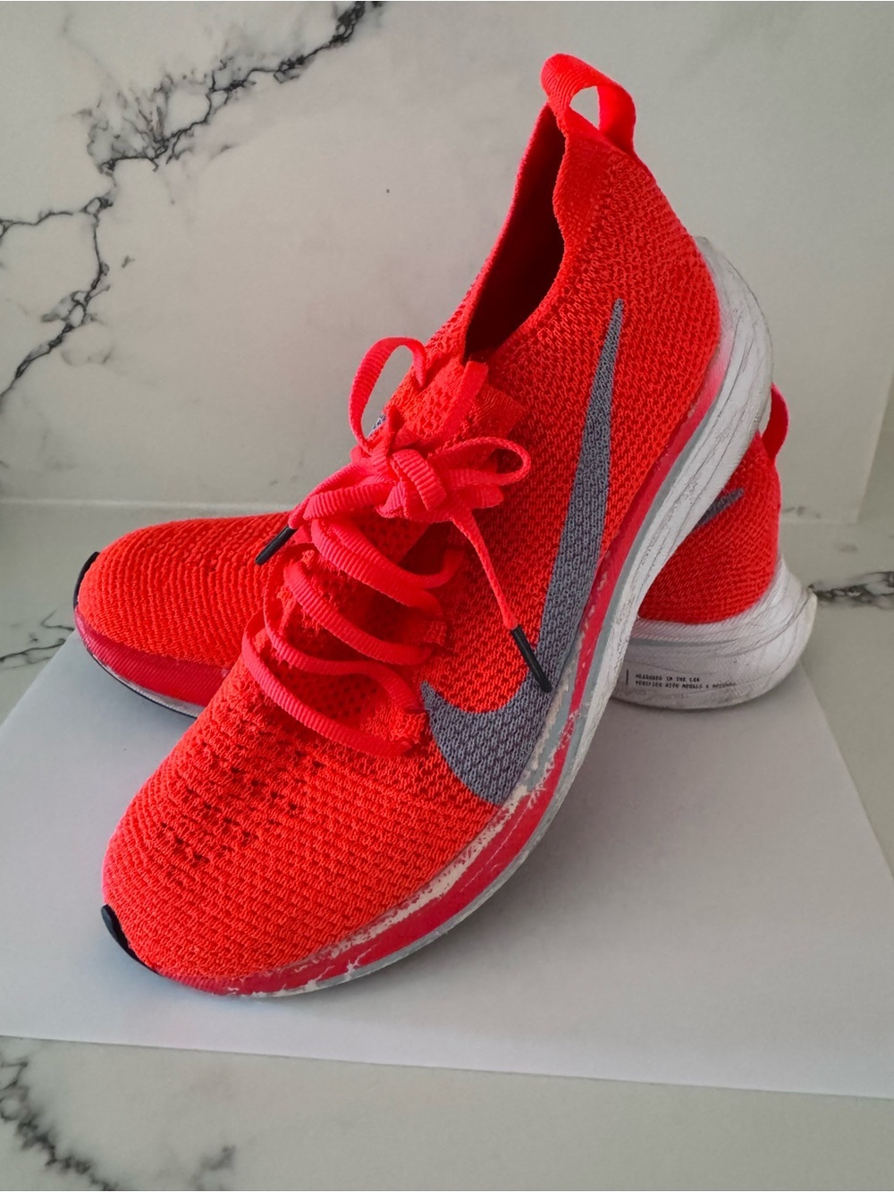 Nike Vibrant Red Knit Running Sneakers with Gray Swoosh